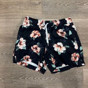 Floral Abercombie Black Men's Swim Trunks